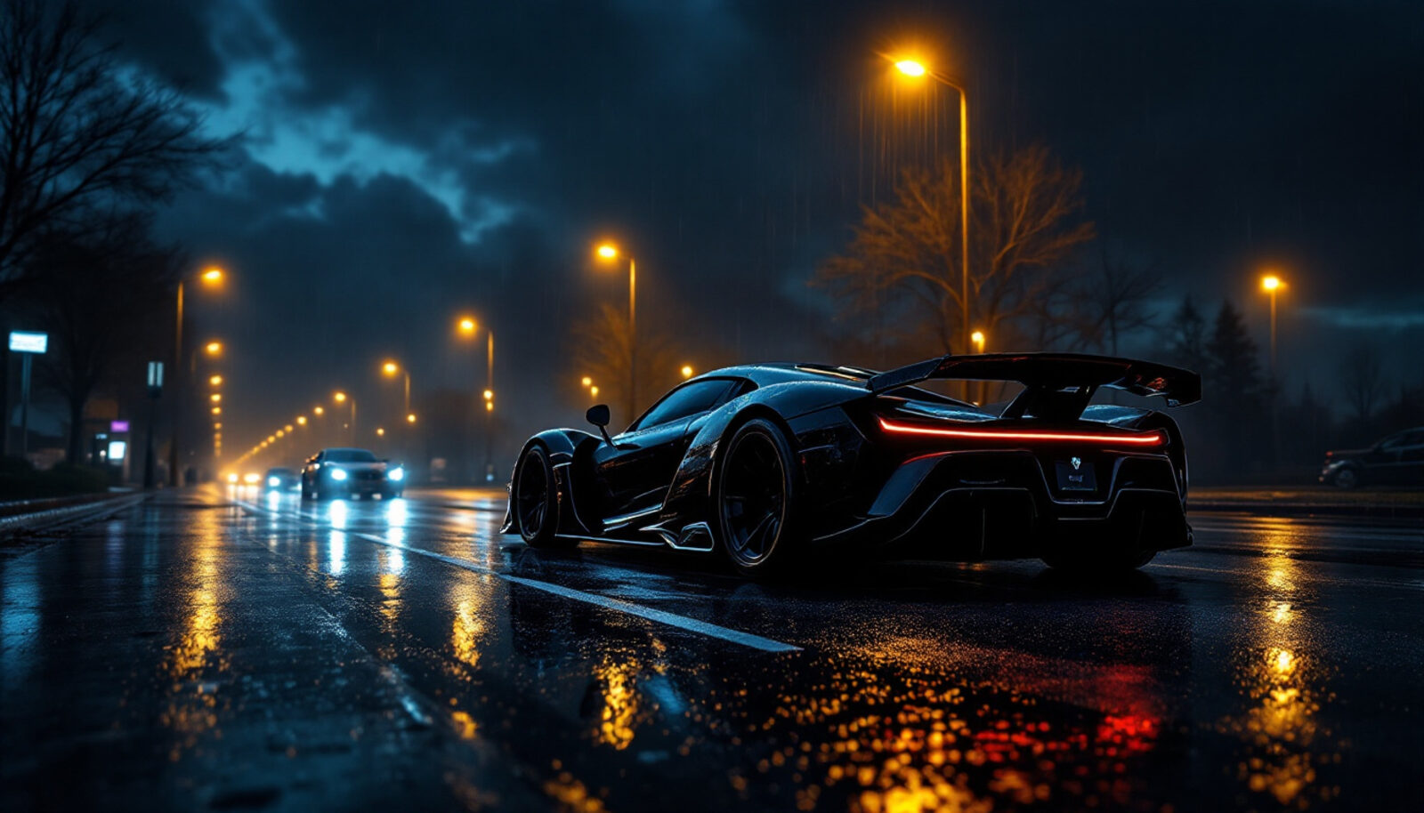 Supercar at night